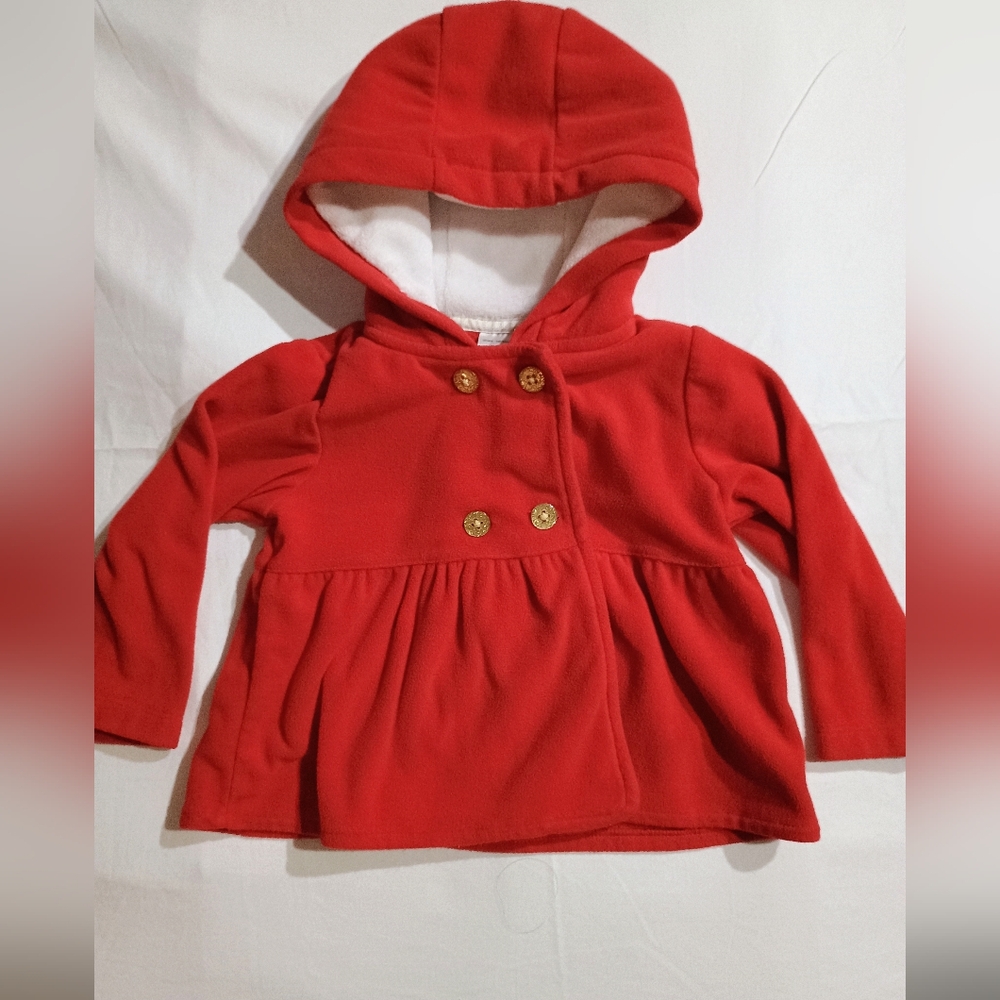 Red Double-Breasted Kids Fleece Jacket